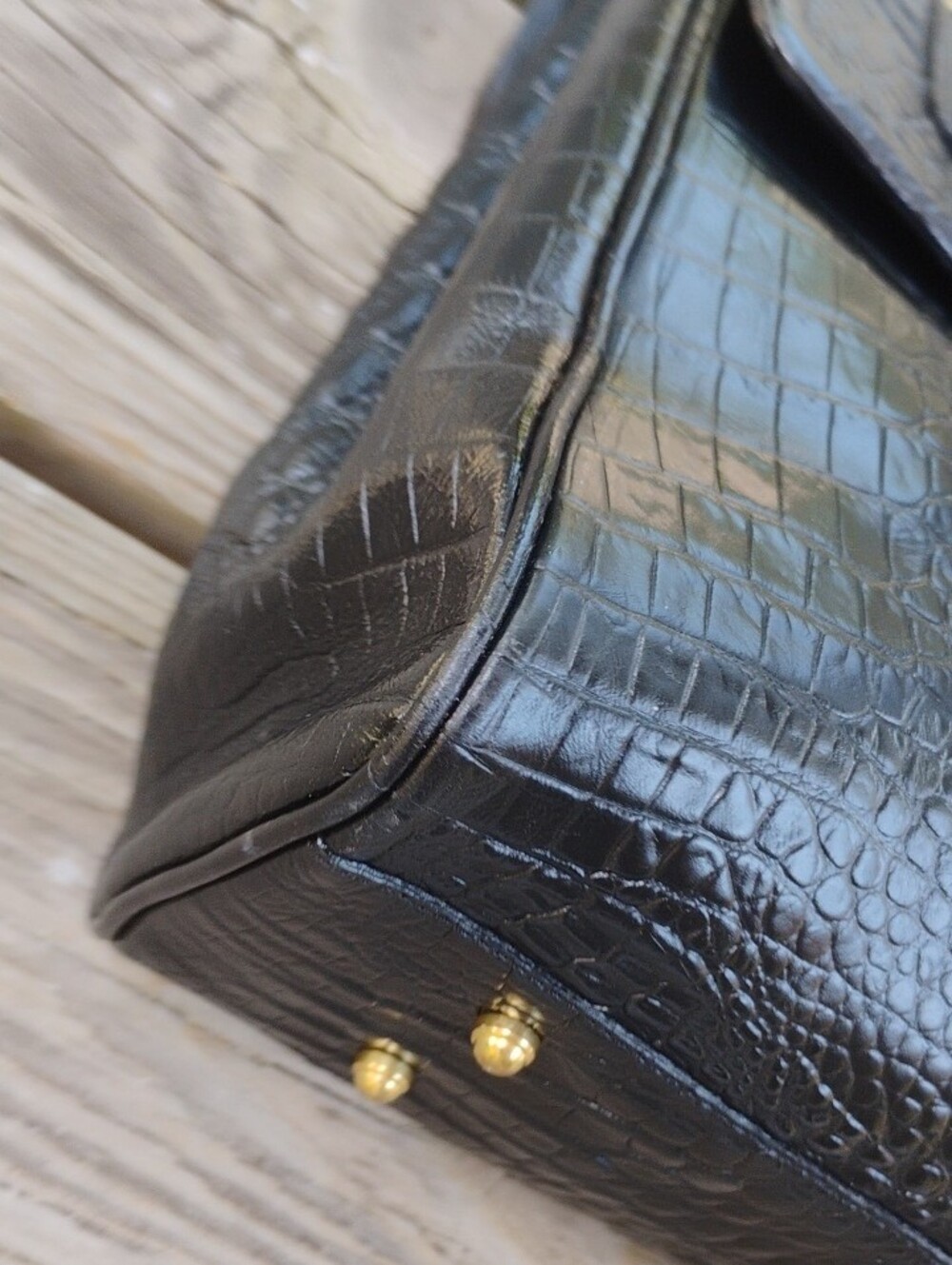 Brahmin Black Croc-Embossed 3 Compartment Messenger Bag/:Satchel - Picture 9 of 14